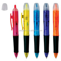 Stylo à bille promotionnel multifonction 4 en 1 en vrac en gros Surligneur à double tête Plusieurs couleurs