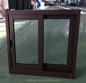 Minglei brown aluminum frame double glass windows price