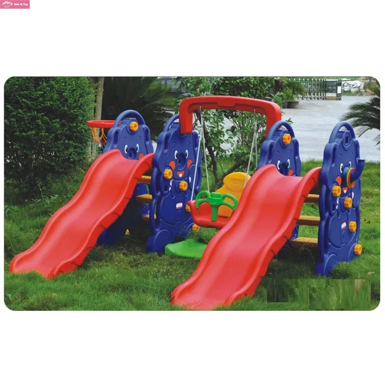 Nieuwste Olifant Ontwerp Plastic Kinderen Spelen Wave Indoor Slides Met Swing En Mand Te Koop Voor Kinderen Kermis AP-IS0017