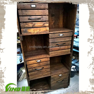 Estante de madera rústico, armario de ropa de muebles con cajones, soporte de niveles de paleta Vintage, exhibición de estantería portátil hecha a mano - Product Image 2