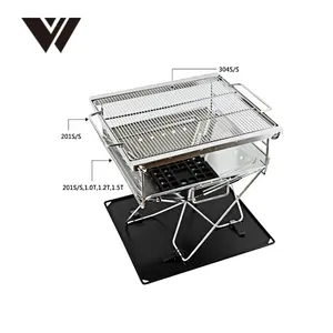 थोक Foldable पोर्टेबल कोरियाई BBQ ग्रिल उपकरण स्टेनलेस स्टील लकड़ी का कोयला ग्रिल/आग गड्ढे परिवार के लिए इकाई/पिकनिक/BBQ