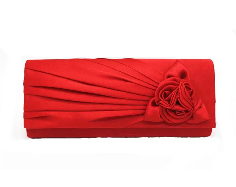 Smocked के लिए क्लच पर्स महिला काले शाम क्लच गुलाब रेशम शादी क्लच के साथ ठोस रंग