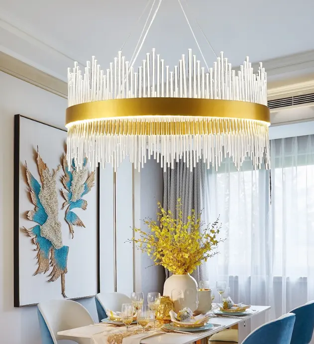 Modern Mewah Dekorasi Rumah Lampu Langit-langit Lampu Kristal Melingkar Chandelier