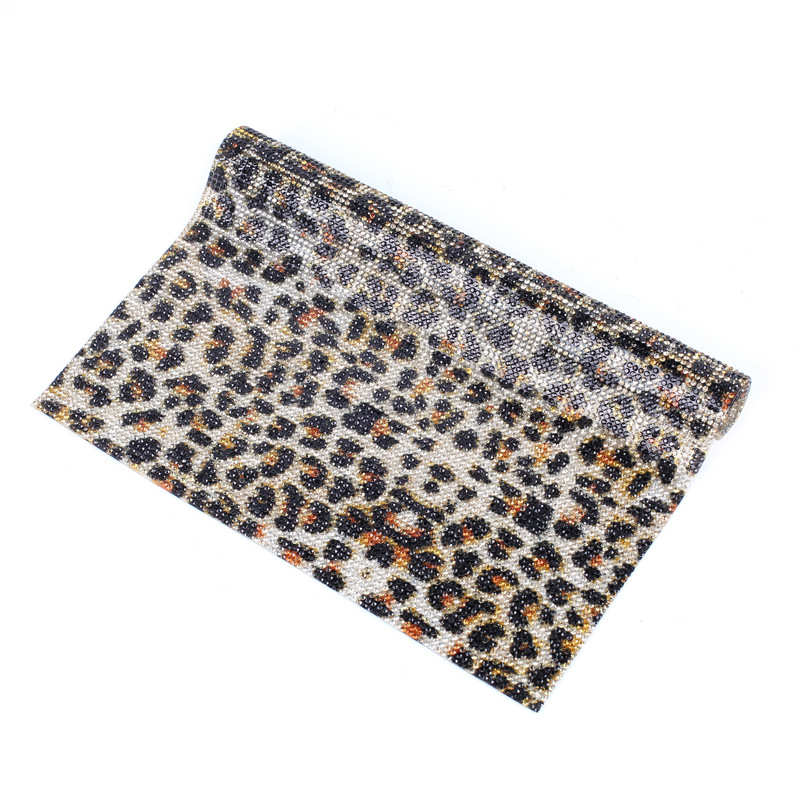 Wholesale Leopard Print Hot-fix Rhinestone Sheet Mesh Crystal Rolln for DIY Trim