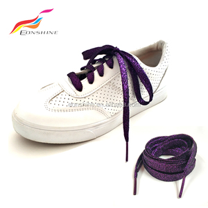 Alta calidad plana a granel glitter brillante <span class=keywords><strong>cordones</strong></span> con <span class=keywords><strong>herrete</strong></span> plástico - Product Image 1