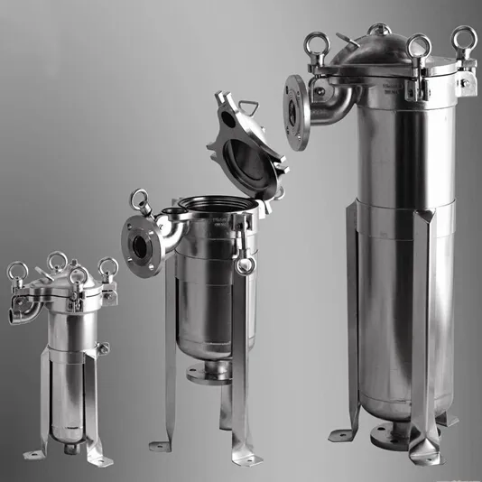 Filtros de bolsa de acero inoxidable industrial en el sistema de filtración del purificador de agua