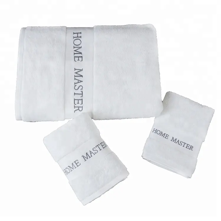 Hot Sale Luxus 5 Sterne Hotel Bad Dusche 100 Baumwolle weiß Farbe Handtuch Set 3 Stück für Hotel gebrauchte Handtücher