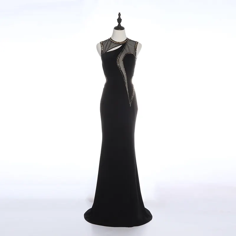 2020 seksi backless uzun parti giyim kadın siyah resmi zarif mermaid akşam elbise