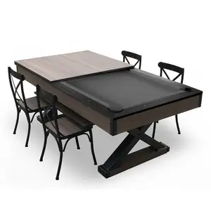 新型室内7英尺19毫米厚石板 + 12毫米中密度纤维板可转换台球桌，带4把椅子