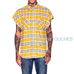 Camisas a Cuadros <span class=keywords><strong>de</strong></span> Franela sin Mangas para Hombre, Venta al por Mayor, Estilo Rainbow Spray - Product Image 1