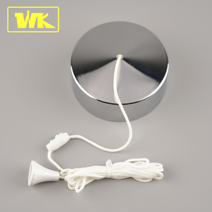 Interrupteur à cordon de plafond à deux voies avec prise électrique, revêtement chromé décoratif 6AX - Product Image 1