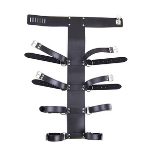 Pu Lederen Bondage Arm Bindmiddel Handjes Achter Nekkraag Voor <span class=keywords><strong>Bdsm</strong></span> Volwassen Spel Of Fetisj Harnas - Product Image 1