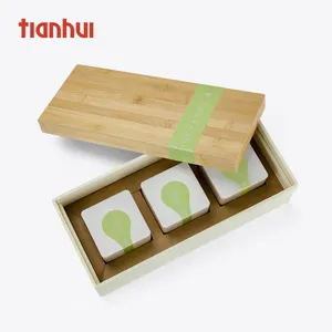 Tianhui yeni hediye ambalaj seti dahil ahşap bambu çay kutusu ve 3 teneke kutular