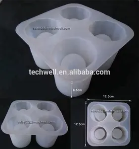 4 cavites custom silicone vassoio del cubo di ghiaccio di vetro di colpo della muffa