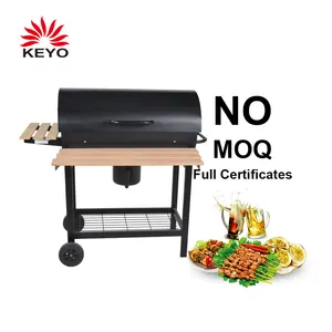 Outdoor Grill Trolley Raucher Große Öl Trommel Grill Barrel Bbq Holzkohle Grill Mit Folding Side Tisch