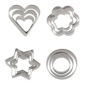 Coeurs Fleurs Étoiles Forme Ronde 3 Pcs Acier Inoxydable Cookie Légumes Fruits Coupeur de Biscuit Moules Set - Product Image 1
