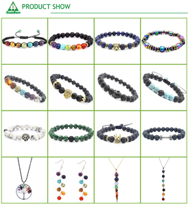 Bracelets en pierre Zircon, produits tendance pour hommes, breloque en forme <span class=keywords><strong>de</strong></span> crâne, <span class=keywords><strong>de</strong></span> pierre Zircon, avec perles volcaniques, gemme, 2018 - Product Image 5