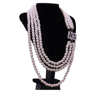 Custom Fashion Handmade Statement Multi-layer Strings Pearl Greek Letter Delta Choker Necklace For DST Society Women