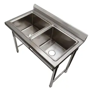 Low MOQ Short Shipment Date Various Size Pressing Board Single Bowls Stainless Steel Commercial Sink Table