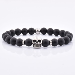 Bracelet en pierre d'agate mate sur mesure avec bande élastique, perles de gorille pour homme - Product Image 3