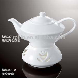 Buena calidad de grado ab blanco porcelana fina tetera con <span class=keywords><strong>calentador</strong></span> - Product Image 1