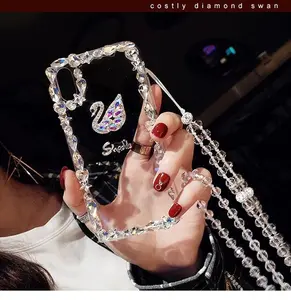 Luxus Crystal Diamond Handy hülle für IPhone 6 6s 7 8 Plus Swan Transparente weiche TPU-Abdeckung für Iphone X XS Max XR Hülle Couque