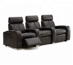 Canapé inclinable avec rétro-éclairage, 3 places en tissu et cuir PU, pour Home cinéma - Product Image 4