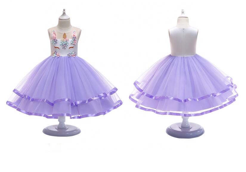 New Style Unicorn Princess Dresses For Girls Halloween Birthday Party Costumes Unicorn Flower Tutu Skirt