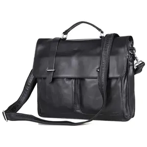 J.M.D-Bolso de mano personalizado de lujo para hombre, maletín ejecutivo de cuero negro de grano completo para ordenador portátil de 15 pulgadas, bolso de trabajo para deportistas