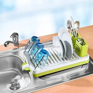 Hot Sale Colorful Plastic Dish Drying Rack Kitchen Dish Drainer Storage Dish Shelf With Drain Rack