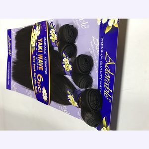 Adorabile Tessuto dei <span class=keywords><strong>capelli</strong></span> Sintetici Yaki Dritto 6pcs Estensioni dei <span class=keywords><strong>capelli</strong></span>, la testa piena in pacchetto a buon mercato di estensione dei <span class=keywords><strong>capelli</strong></span> sintetici - Product Image 1
