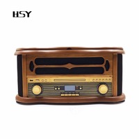 Plateau tournant en bois classique, lecteur CD, USB, pouces, stéréo, avec haut-parleur intégré, bluetooth, vente en gros, bon marché