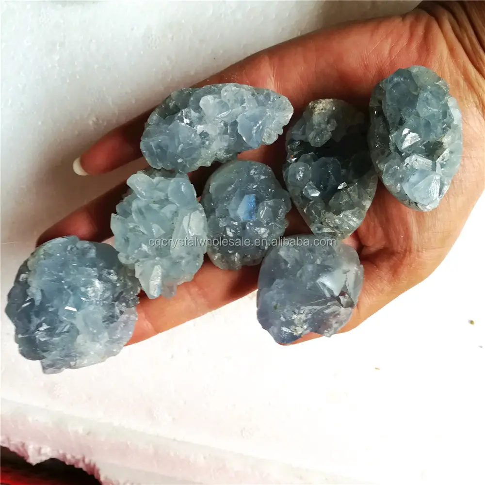 1 дюйм Размер синий Целестин с украшением в виде кристаллов жеоды синий Целестин кристалл камень