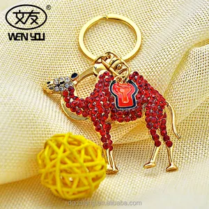 Metal Key Chain Wholesale Factory Custom Logo High Quality Gold Plated 3D Printing Keychain Camal Crystal Key Chain Animal Gift