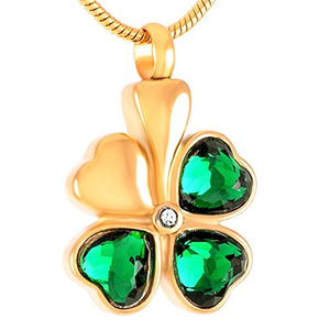 Collar <span class=keywords><strong>de</strong></span> Acero Inoxidable Plateado <span class=keywords><strong>con</strong></span> <span class=keywords><strong>Cristal</strong></span> y Trébol <span class=keywords><strong>de</strong></span> Cuatro Hojas, Ecológico y Duradero, <span class=keywords><strong>Urna</strong></span> Funeraria para Cenizas, Recuerdo Conmemorativo - Product Image 4