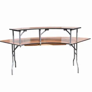 Mesa de Banquete Plegable Serpentina con Patas de Metal y Tablero de Barra, de Madera Contrachapada, al por Mayor - Product Image 1