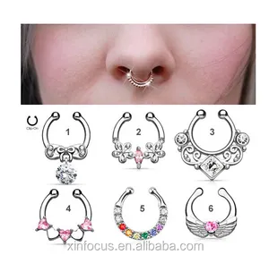 Jeweled non-piercing septum ring Fake Nose Rings Nose Studs Body Piercing Jewelry