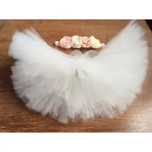 2019 encantadora exquisito hecho a mano Rosa cabeza de flor de los niños ropa de bebé falda tutu