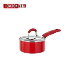16cm Aluminum <strong>Nonstick</strong> Ceramic <strong>Saucepan</strong> with Double Bottom Glass Lid and Bakelite Handle for Home Cooking - Product Image 2