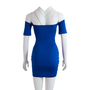 <span class=keywords><strong>Robe</strong></span> courte à épaules dénudées à manches courtes Sexy Clubwear Couleur unie Robes de soirée pour femmes Robes de boîte de nuit pour femmes - Product Image 6