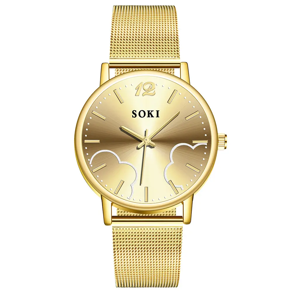 Luxury Women Ladies Quartz Watch Rose Gold Silver Plated Stainless Steel Golden Unisex Wrist Watch SMKI009