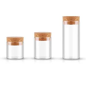 Clear glass bottle with cork stopper 30ml 50ml 90ml no neck straight glass cork bottle