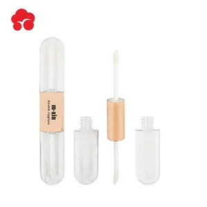 Fashionable Ellipse PETG bottle Round flat double lipgloss tube/Packaging customization