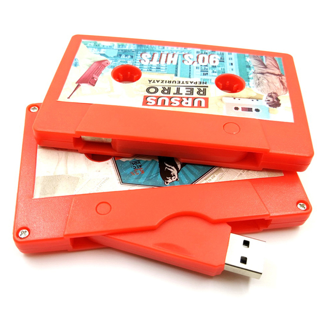 Cassette Tape USB Flash Memory Stick USB Card Plastic Logo U Disk 2GB 4GB 8GB 16GB 32GB USB Stick Case Thumb Drive