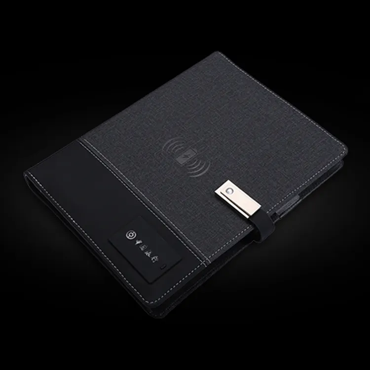 A5 PU-Leder-Notebook der Marke A5 mit kabellosem Powerbank-USB-Treiber.