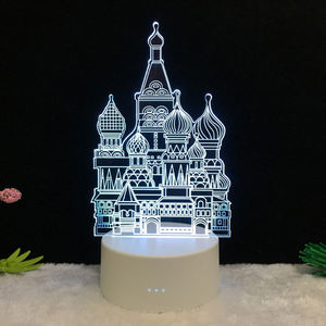 3D оптический прозрачный замок модель панели освещения ночью <span class=keywords><strong>7</strong></span> цветов изменить USB нажатием кнопки LED Настольная лампа - Product Image 1