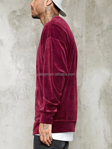 <span class=keywords><strong>Felpa</strong></span> con Cappuccio in <span class=keywords><strong>Velluto</strong></span> da Uomo Stile Conciso con Spalle Scese e Collo Tondo con Tasca Frontale a Marsupio - Product Image 3