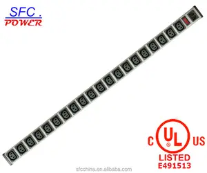 IEC 60320 C13 C14 PDU พาวเวอร์สตริปสมาร์ท20เต้ารับพาวเวอร์บาร์สำหรับตู้เครือข่ายเต้ารับแบบติดตั้งบนแร็ค