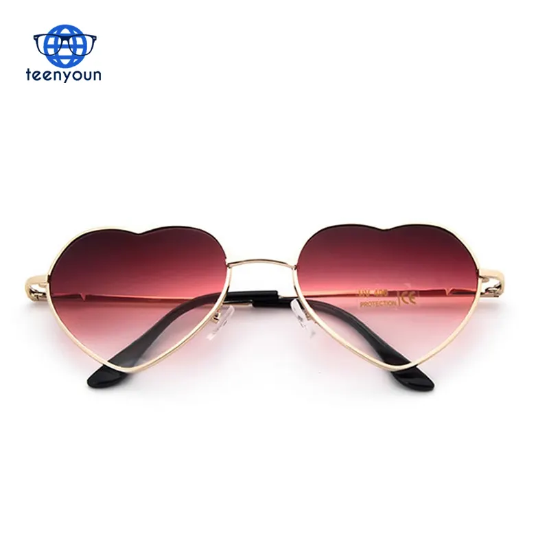 fashion Heart Shaped Sunglasses women metal clear red lens glasses Fashion heart sun glasses Mirror Cheap Fashionable Sunglasses