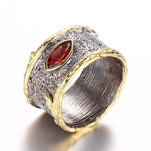 Ensemble de <span class=keywords><strong>bijoux</strong></span> en argent plaqué or vintage avec agate rouge carrée au design original et mignon, vente en gros - Product Image 5